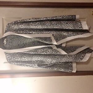 Black and white open cardigan